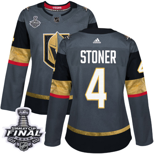 Adidas Golden Knights #4 Clayton Stoner Grey Home Authentic 2018 Stanley Cup Final Women's Stitched NHL Jersey